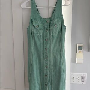 Madewell Mint Green Button-Front Denim Midi Dress